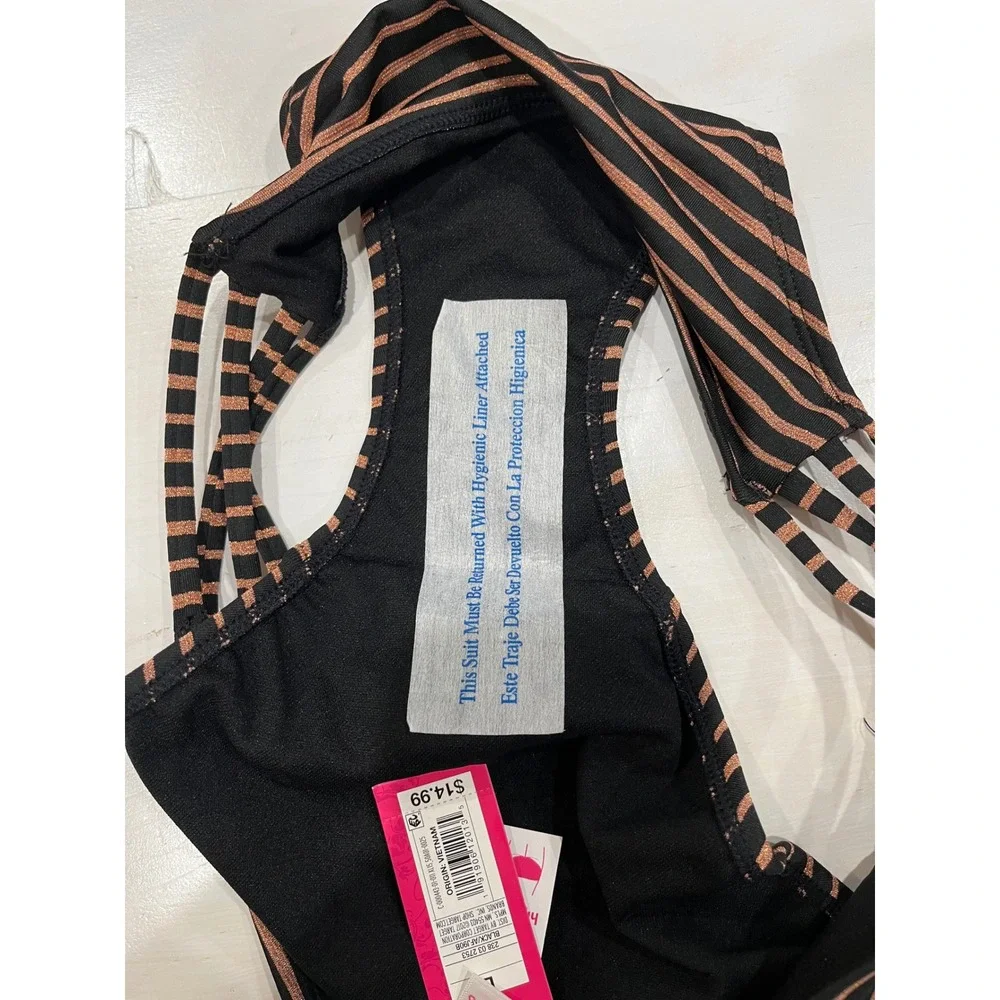 NEW Xhilaration Striped Bikini Set 2 Piece Swimsuit Beach Top‎ M Bottom L - Picture 4 of 6